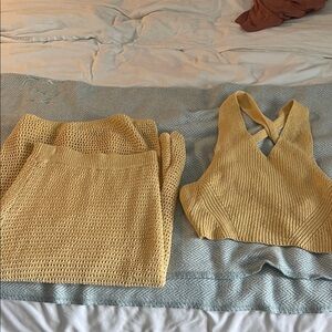 House of Harlow 1960 Yellow Knit Dress Set